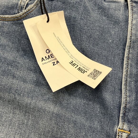 Good American x Zara Jeans Womens 26/58 Classic Bootcut Med Wash Denim Casual - Picture 9 of 11